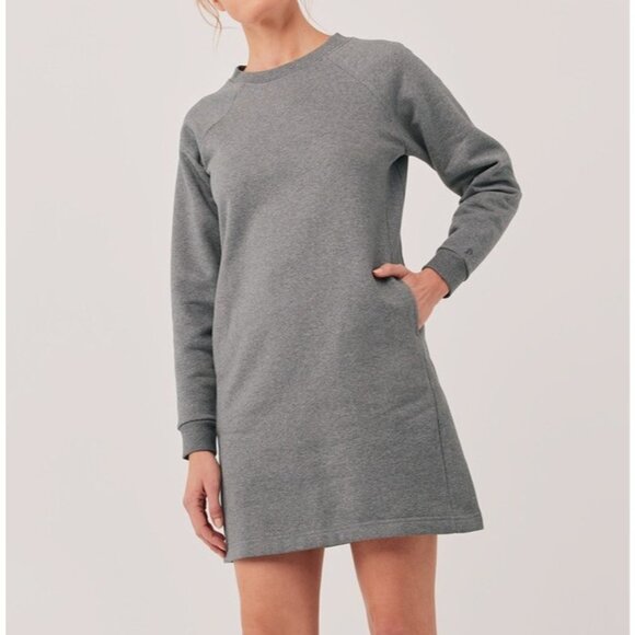 Pact Womens Small Gray Courtside Sweatshirt Dress Long Sleeve Organic Cotton - Picture 1 of 10